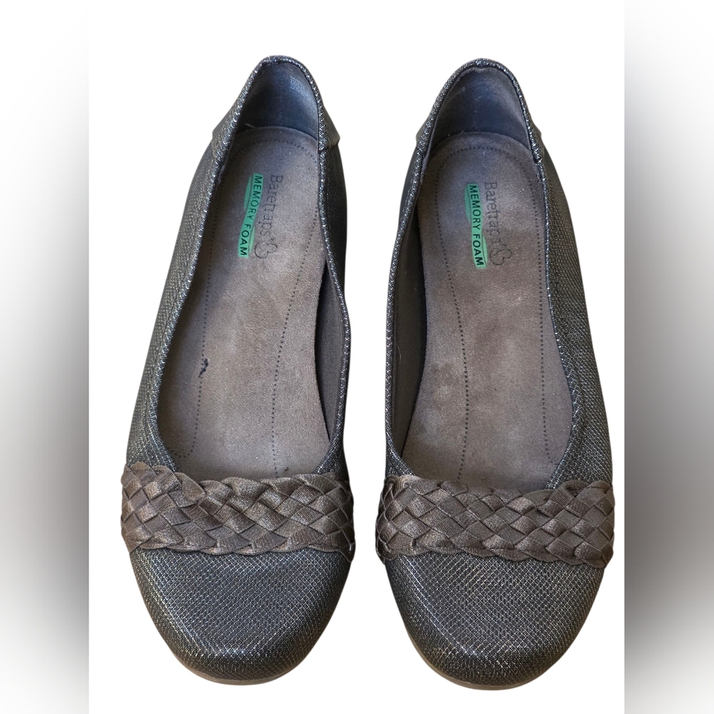 Baretraps Memory Foam Metallic Woven Flats Size 8.5